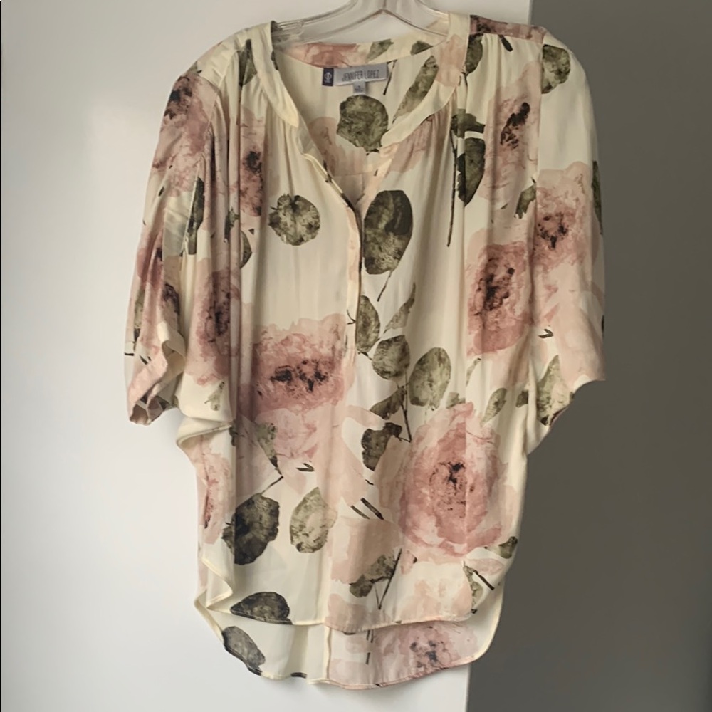Women's Floral Blouse - Cream and Pink by Jennifer Lopez